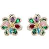 WLLDDDIU Orecchini A Bottone Donna,Orecchini A Bottone in Argento S925 Orecchini A Fiore con Zirconi Colorati Eleganti Orecchini A Bottone Cartilagine di Fasion Piccoli Regalo di Natale per Le Coppi