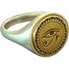 WORLD WIDE GEMS Occhio di Horus in argento sterling 925 | Anello placcato oro e argento | Anelli con sigillo rotondi 15x15 mm | Misura della fascia US 5-12,5 Avelaibal | WDRG_0810