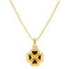 gioiellitaly Collana ciondolo quadrifoglio argento 925 dorato portafortuna catenina veneziana argetno 925 dorato 45 cm gioiello amuleto portafortuna uomo donna unisex