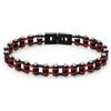 amorili Bracciale Uomo Catena Moto Rosso Nero - Acciaio Inox Antiruggine - Gioiello Biker Rock Sportivo - Accessorio Moda Regalo per Motociclisti bcc3000