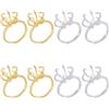NBEADS 8 Pezzi Di Anello A Griffe Vuoto, Basi Per Anelli Regolabili In Ottone 16.5-18mm Componenti Per Anelli Da Dito 6 Pietre Preziose Per Anelli Fai Da Te, D'Oro E Di Seta