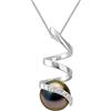 PEARLS & COLORS - Ciondolo con diamanti 0,060 carati, vera perla di coltura di Tahiti, 8-9 mm, qualità A+, disponibile in oro giallo e bianco