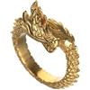 Mesnt Anello Uomo Fascia Larga Acciaio Anelli di Promessa Anello Drago Cinese Oro Anelli Fidanzamento Oro Taglia 15