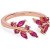 SINGULARU - Anello Buganvilla Raspberry. Regolabile. Argento Sterling 925 con Finitura Placcata Oro Rosa 18 Kt e Zirconi. Taglia Unica. Gioielli da Donna