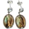 Ravishing Impressions Orecchini pendenti con labradorite e topazio blu, 5 mm, 13 x 18 mm, in argento Sterling, pietre preziose naturali, regalo da donna realizzato a mano, 5, 13x18, Argento sterling, Labradorite, topazio