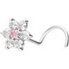 PIERCINGLINE Piercing da naso a spirale in oro 750 | 18 carati | fiore con cristallo | piercing per naso | colori a scelta, Zirconia cubica