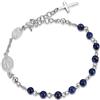 Luca Barra Bracciale da Uomo Collezione Religion. Bracciale Rosario in Acciaio con Pietre Lapis. Lunghezza: 18 + 3 cm. La referenza è lbba1077