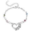 Glooraca Braccialetti personalizzati con pietra portafortuna da donna, braccialetto con nome a cuore con pietre portafortuna, festa della mamma, San Valentino, gioielli personalizzati regalo per donne