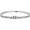 amorili Bracciale Uomo Acciaio Inossidabile Bandiera Italiana - Gioiello Tricolore Regolabile, Idea Regalo Italia, Accessorio Elegante Sportivo per Tifosi e Patrioti bcc0487