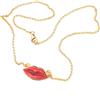 Generico collana a forma di bocca rossa in argento e rodiato oro, la bocca e di corallo splendida in entrambe le colorazioni della catena