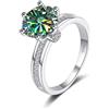 WAHZAUS Anello da donna in moissanite 3 ct D color VVS1, in argento Sterling 925, anello a forma di fiore, taglio rotondo giallo/blu/rosa, anello per fidanzamento, fede, San Valentino, con