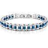 amorili Bracciale Catena Moto Bici Uomo Biker in Acciaio Inox Classico con Dettagli Azzurri - Gioiello Maschile Stile Motociclista - Idea Regalo Uomo bcc1744