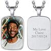 Richsteel Donna Uomo Personalizzato Foto/Foto Collana Posteriore con Testo Inciso Personalizzato Forma Ciondolo Quadrato/Cuore/Ovale/Fiore/Gatto/Mano di Fatima/Chiave/Occhio (Confezione Regalo)