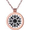 Morella Collana Donna 70 cm Acciaio Inossidabile Oro Rosa con Coins Moneta amuleto Ciondolo Rotondo 33 mm in Sacchetto di Velluto