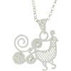 Generico Collana Donna Pavoncella Sarda in Filigrana - Argento 925‰ Bianco, Dorato o Brunito - Pendente 25x22 mm - Maglia Giunchiglio (Argento)