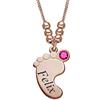 KIDDI-MEDIA Catenina con ciondolo a forma di piedino con incisione nome - argento placcato oro rosé