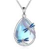 KQF Collana da donna con ciondolo a forma di libellula, farfalla, gatto, medusa, coniglietto, axolotl, ape, sirena, colibrì, elefante, in argento Sterling, con pietra di luna, idea regalo per donne