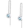 TRUSSARDI Orecchini Donna in Acciaio, Pendenti, Cristalli Azzurri, Collezione T-LOGO - TJAXC118