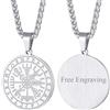 FaithHeart Collane Uomo Personalizzabile Stile Vichingo Ciondolo Runico Pendente Pentagramma/Bussola/Nodo Celtico/Yin Yang Gioielli Nordici Portafortuna per Uomini Ragazzi Catena 55+5cm