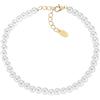 Amen Bracciale da Donna Collezione Perle. Gioiello in Argento 925 con placcatura Oro e Perle Swarovski. Lunghezza: 16+3 cm. La referenza è: BRPE40SWGB16.