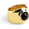 SINGULARU - Anello My Onyx. Ottone Massiccio con Finitura Placcata Oro 18Kt e Pietra Onice. Gioielli da Donna. Misura 10 a 20