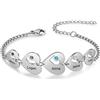 Jeweidea Bracciale Donna con Nomi Incisioni Ciondolo Cuore Personalizzato Bracciale in Argento per Mamma Fidanzata Bracciale Amicizia Regalo per Compleanno Festa della Mamma San Valentino(5 nome)