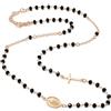 amorili Collana Rosario Girocollo Uomo Donna in Argento 925 Ramato con Postine e Grani Neri Sfaccettati - Religiosa Cattolica Cristiana con Croce e Medaglia Miracolosa - Gioiello di Fede Elegante cll1011b