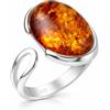 Holiday Gift Shops HolidayGiftShops Anello Regolabile Ovale in Ambra Argento e Baltico