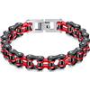 NEUSOP Gioielli in Acciaio Inossidabile Uomo Gioielli Bracciale Catena Motociclista Moto Braccialetti Bangle Regali di San Valentino,Rosso