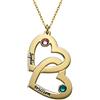 MyNameNecklace MYKA - Collana con coppia di cuori e pietre portafortuna - Gioiello con Nomi - Regalo d'argento o d'oro per le donne - Regali per la Festa della Mamma (Oro vermeil)