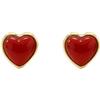 gioiellitaly Orecchini a lobo con Corallo rosso naturale forma di cuore e montatura in Argento 925 dorato gioiello unico artigianale made in italy chiusura perno e farfalliina