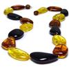 Laboratorio Italiano del Gioiello Collana in vera Ambra Baltica Naturale per Adulti Donna Cognac Limone Ciliegia Pietre Ovali Piatte Grandi (Cognac Limone Ciliegia, 51.00, Centimetri)