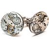 Jeff Jeffers Customs Gemelli rotondi da uomo, in argento, design steampunk con ingranaggi di orologio, vintage, per matrimoni, 20 mm