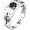 Bandmax Anello Uomo Argento 925, Personalizzato Inciso Anelli Uomo Solitario, Nero Anello Argento 925 con Zirconi, Anelli Misura 13, Anello Regalo per L' amore Eterno Fidanzamento Coppia Papà