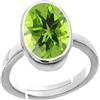 AYUSH GEMS Anello regolabile in metallo con peridoto verde naturale certificato da 7,25 Ratti da 6,00 carati, qualità AA++, regolabile, per uomini e donne, placcato argento, peridoto, Placcato