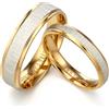 Gemini - Coppia di anelli per le coppie che festeggiano San Valentino o un anniversario particolare; incisione gratuita; per lo sposo e la sposa, laminato in oro giallo 18 carati