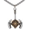TQWSVUM Collana Ascia Nordica per Gli Uomini - Viking Acciaio Inossidabile Elmo di Awe Doppio Amuleto Ciondolo Ascia - Unisex Vintage Oro Colore Valknut Odin Simbolo Ascia Slava Fascino Gioielli