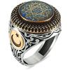 TAKILINGO Anello da uomo in argento Sterling 925 con sigillo di Salomone, con mini zircone ricamato con luna e stella e bandiera turca e tugra ottomana, design speciale, fatto a mano, Pietra, Pietra,