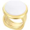 Gualiy Anelli Acciaio Donna Inossidabile, Anello Oro Donna con Grande Rotondo Pietra Anello Misura 12