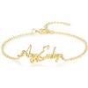 Lovejewellery Cavigliera/Bracciale con Nome Personalizzato Bracciale Donna in Argento 925 con Nome Cavigliera Lunghezza Opzionale Argento/Oro rosa/Oro Regalo per Donna Fidanzata Madre (Stile 3)