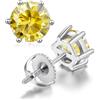 WAHZAUS Orecchini a bottone in moissanite da 2 cttw, colore D, purezza VVS1, in argento Sterling S925, orecchini a bottone con diamante, orecchini a bottone in moissanite, per donne e uomini, con certificato