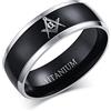 BCughia Anello Vintage, Anello Uomo Nero Acciaio Inossidabile Design Della Massoneria Fidanzamento Anello Uomo Misura 15