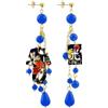 Lebole Maison Lebole Orecchini Donna, Orecchini Donna Pendenti Eleganti e Leggeri, con Tessuti Giapponesi, Pietre Naturali e Ottone Galvanizzato Oro, Gioielli Donna Artigianali Made in Italy, Idea Regalo Esclusiva