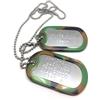TusPlacas Collana Piastrine Militari Personalizzate In Acciaio inox. con Catenella e Bordi Rivestiti in Gomma Mimetizzazione Giungla. Piastrine identificative. Sacchetto in tessuto Regalo incluso.