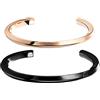 OIDEA Bracciale Braccialetto per Coppia Lovers Braccialetto Acciaio Inox Aperto Liscio Nero Oro(1 Coppia)