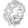 ZUOHUI Anello a maglie cubane in argento sterling S925 con 286 pietre di moissanite, gioiello hip hop unisex per uomo e donna, fascia impilabile per l'uso quotidiano(White gold Moissanite,9)
