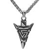 TQWSVUM Uomo Donna Collana con Testa Lancia Vichinga Valknut - Ciondolo con Testa Freccia Simbolo Triangolo Odino in Acciaio Inossidabile Nordico - Gioielli Pirata Amuleto Pagano Vintage Moda