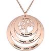 MyNameNecklace MYKA - Collana Personalizzata Famiglia con Cerchi e Albero della Vita in Argento 925 - Incisa con nomi - regalo per mamma o nonna (Argento 925 Placcato Oro Rosa 18K)