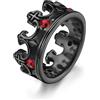 RIUKIU Anello Con Corona Di Crocifisso E Diamanti Per Uomo E Donna, Anello Vintage in Acciaio Inossidabile Alla Moda,Nero,13