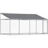 vidaXL Gabbia Cani con Tetto e Porta Grigia 4x2x2 m in Acciaio Zincato